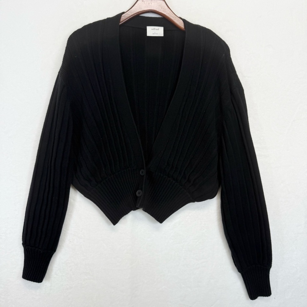 Wilfred Black Ribbed Knit Cardigan